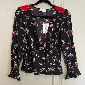 TANYA TAYLOR floral clusters clio top size: 6 100% silk